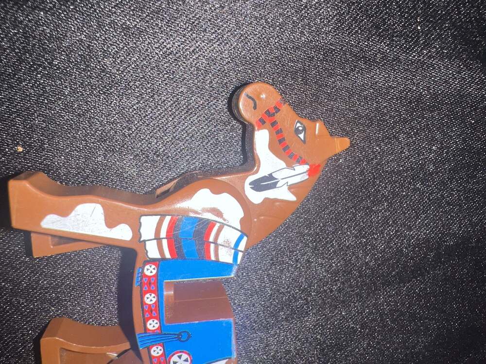 LEGO Part-4493c01px2 Horse w/ Blue Blanket Right Side Red Circle Pattern 6766 - Picture 3 of 7